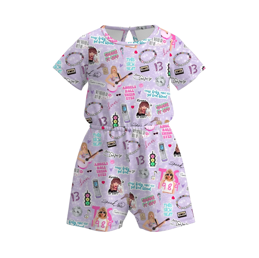 (Pre Order)Mommy and Me Summer TS Print Skort Dress&Jumpsuit