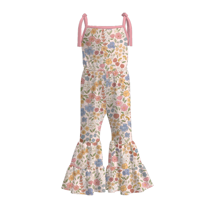 (Pre Order)Girls Spring and Summer Cartoon Print Jumpsuit