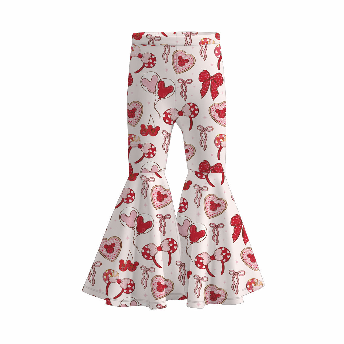 (Pre Order)Girls Valentine's Day Bow&Cartoon Print Pants