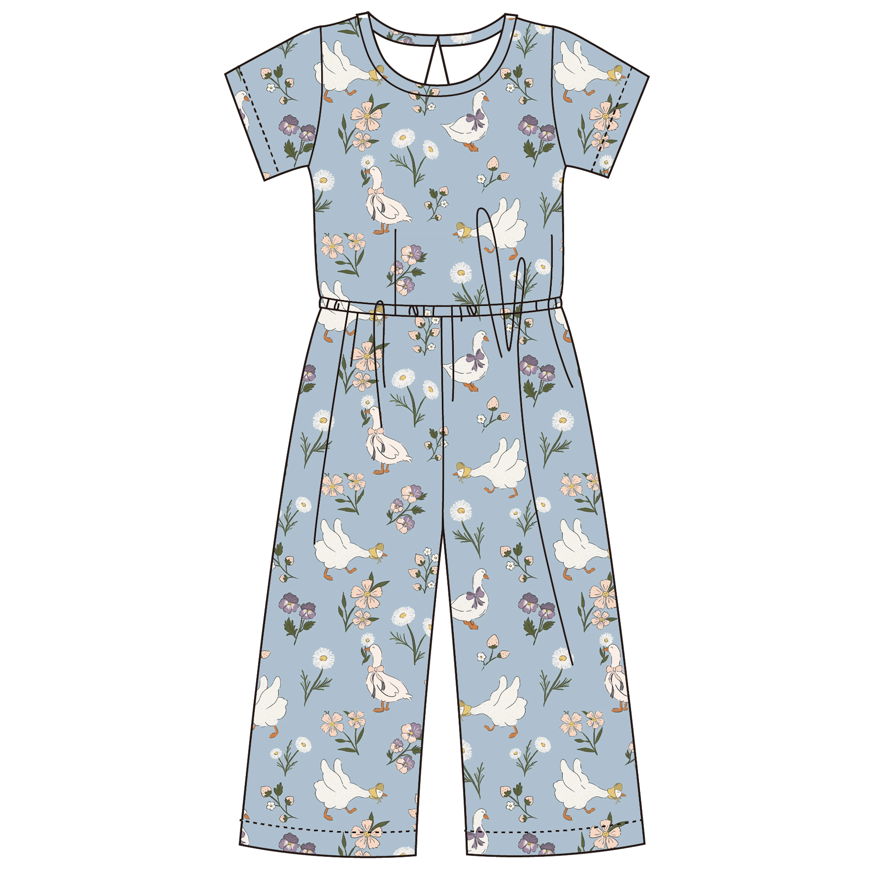 (Pre Order)Girls Spring&Summer Print Jumpsuit