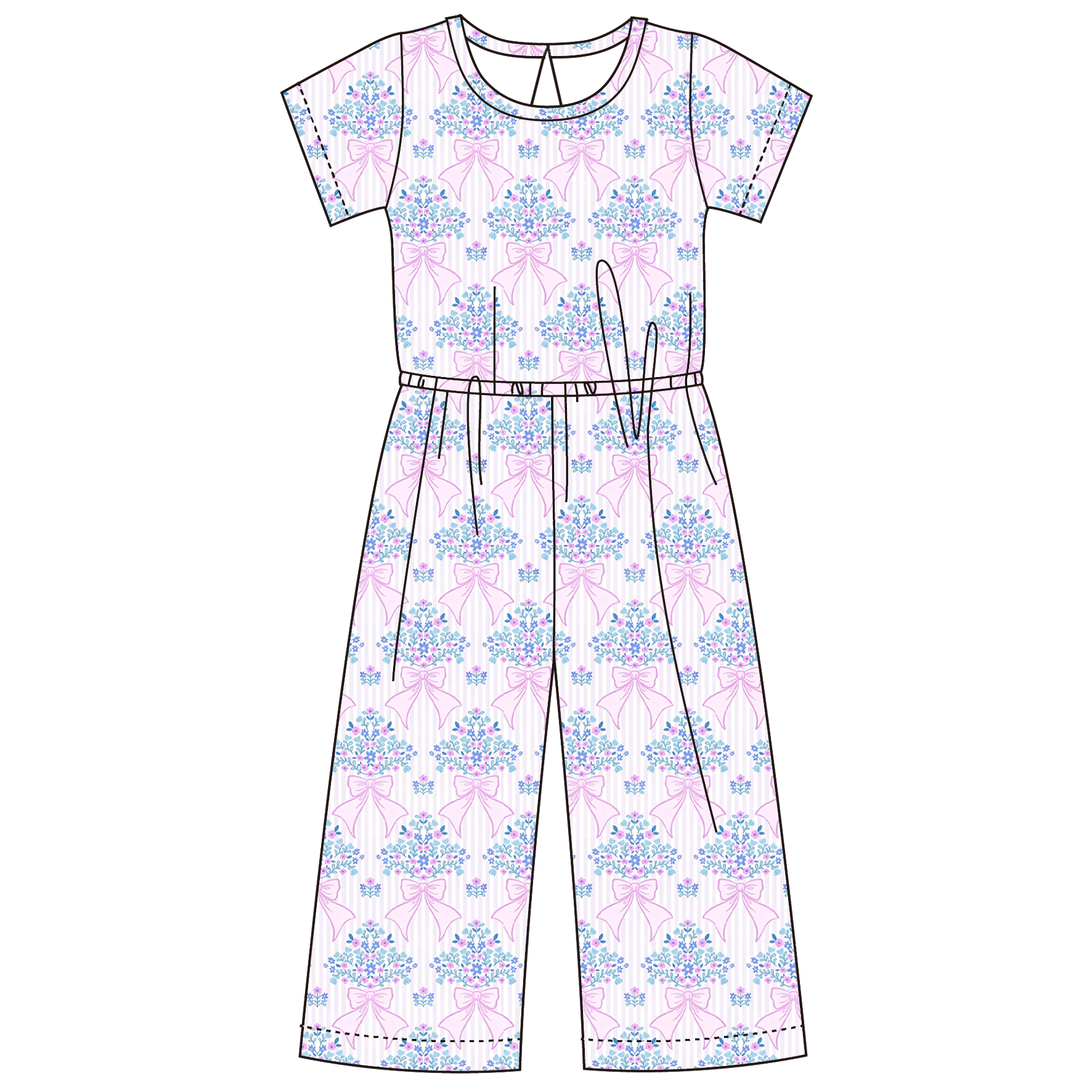 (Pre Order)Girls Spring&Summer Print Jumpsuit
