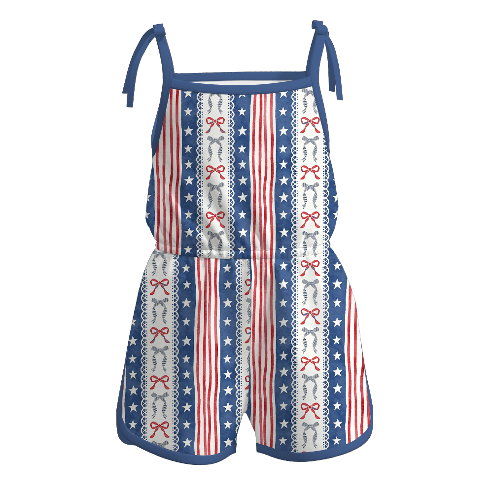 (Pre Order)Girls Patriotic Print Dress,Set&Jumpsuit