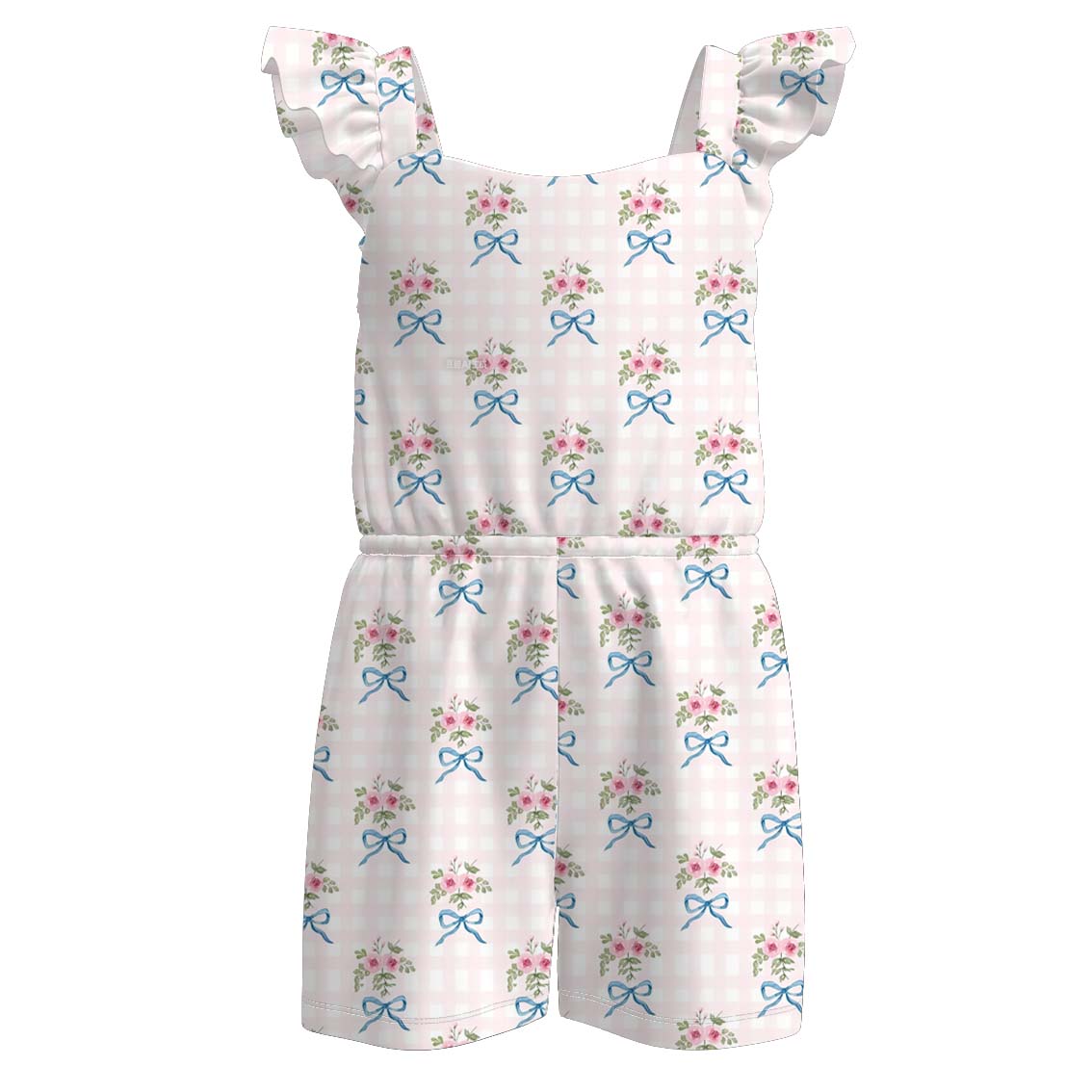 (Pre Order)Girls Spring&Summer Floral Print Jumpsuit
