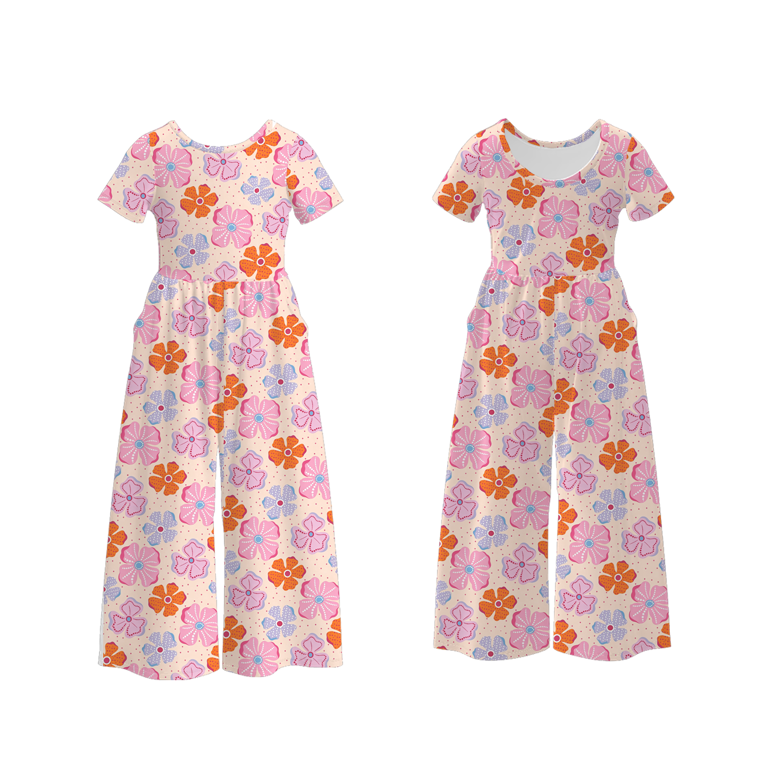(Pre Order)Sisters Fall Floral Print Jumpsuit