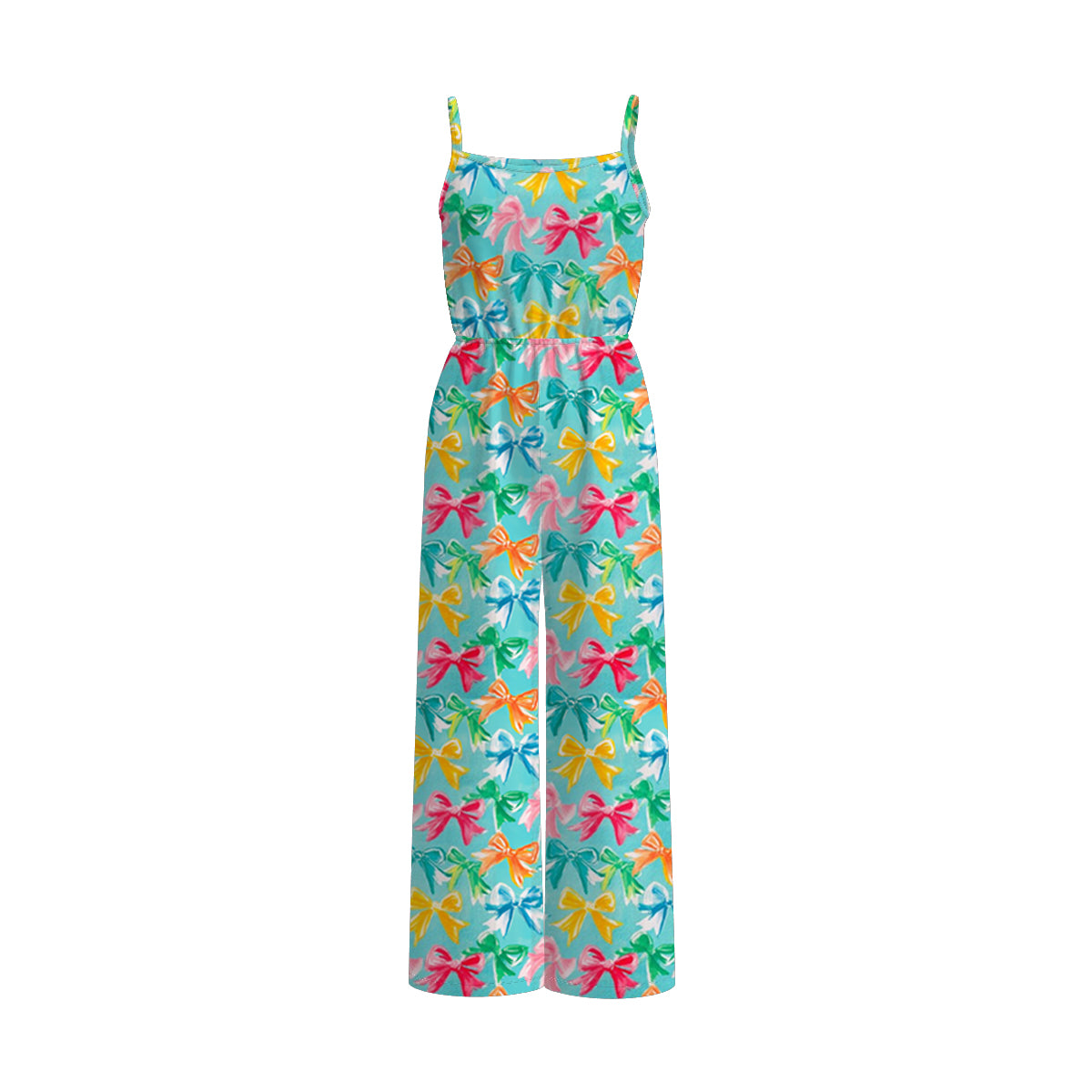 (Pre Order)Mommy&Me Spring and Summer Bow,Floral Print Jumpsuit