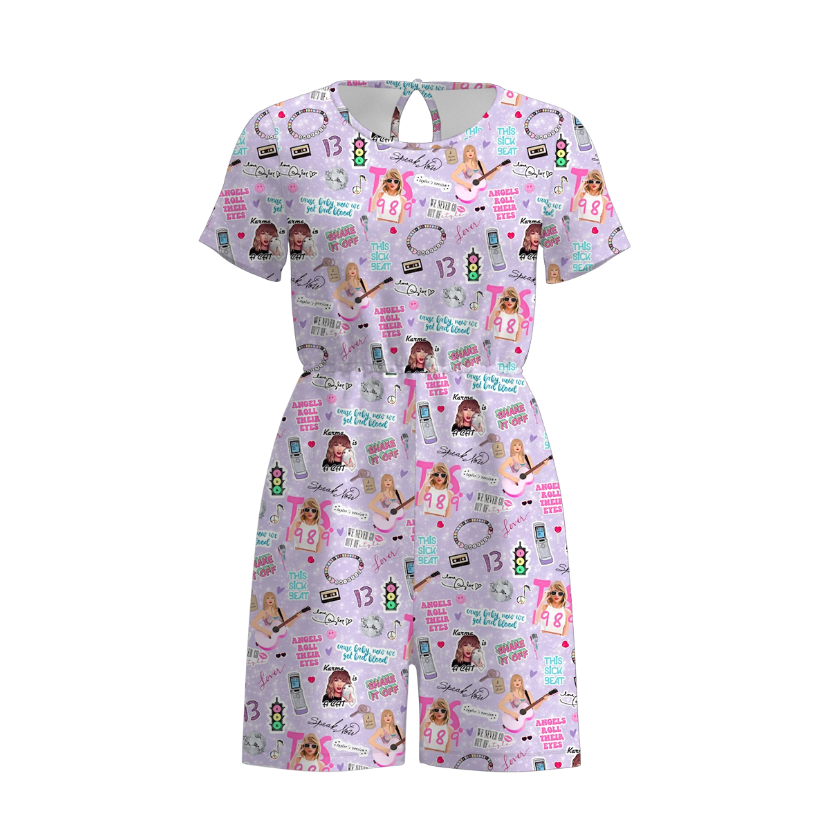 (Pre Order)Mommy and Me Summer TS Print Skort Dress&Jumpsuit