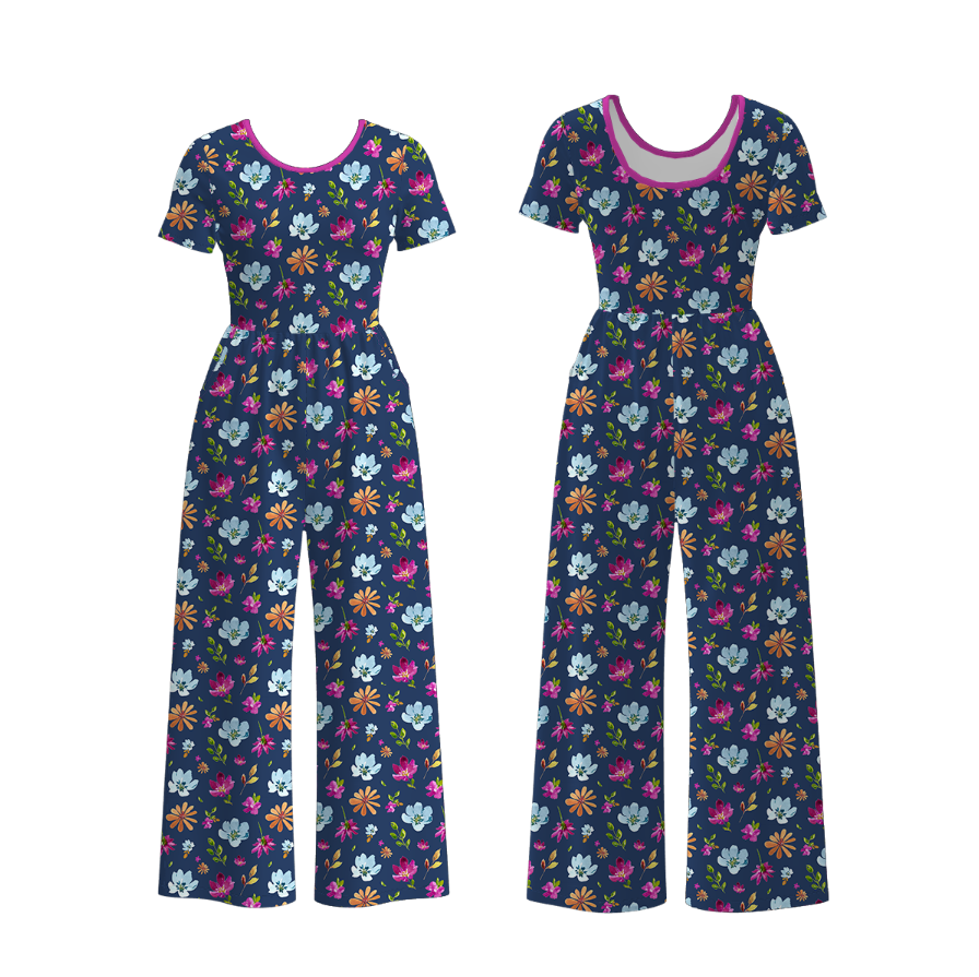 (Pre Order)Mommy&Me Fall Floral Print Jumpsuit with Pockets