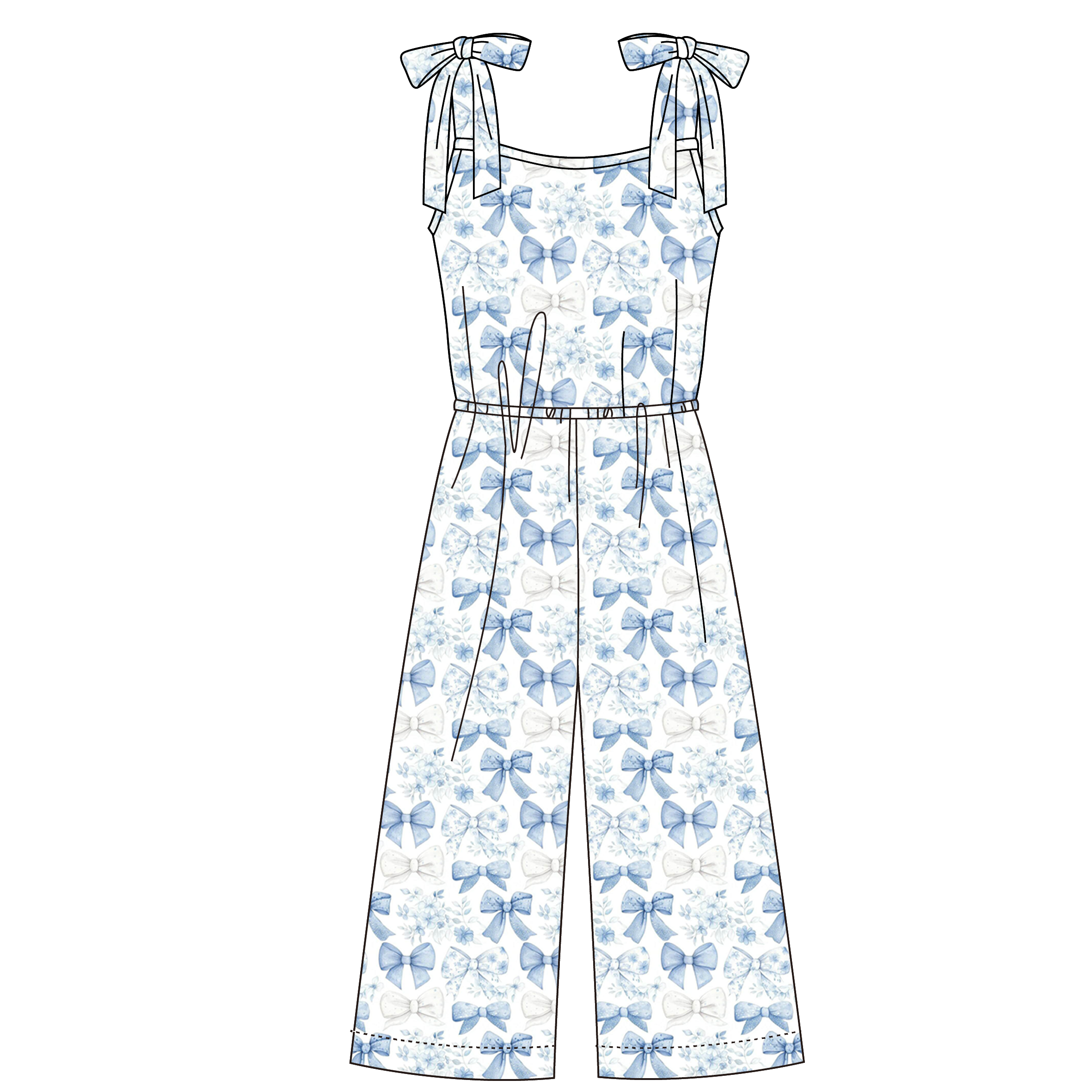 (Pre Order)Mommy and Me Spring&Summer Bow Print Jumpsuit