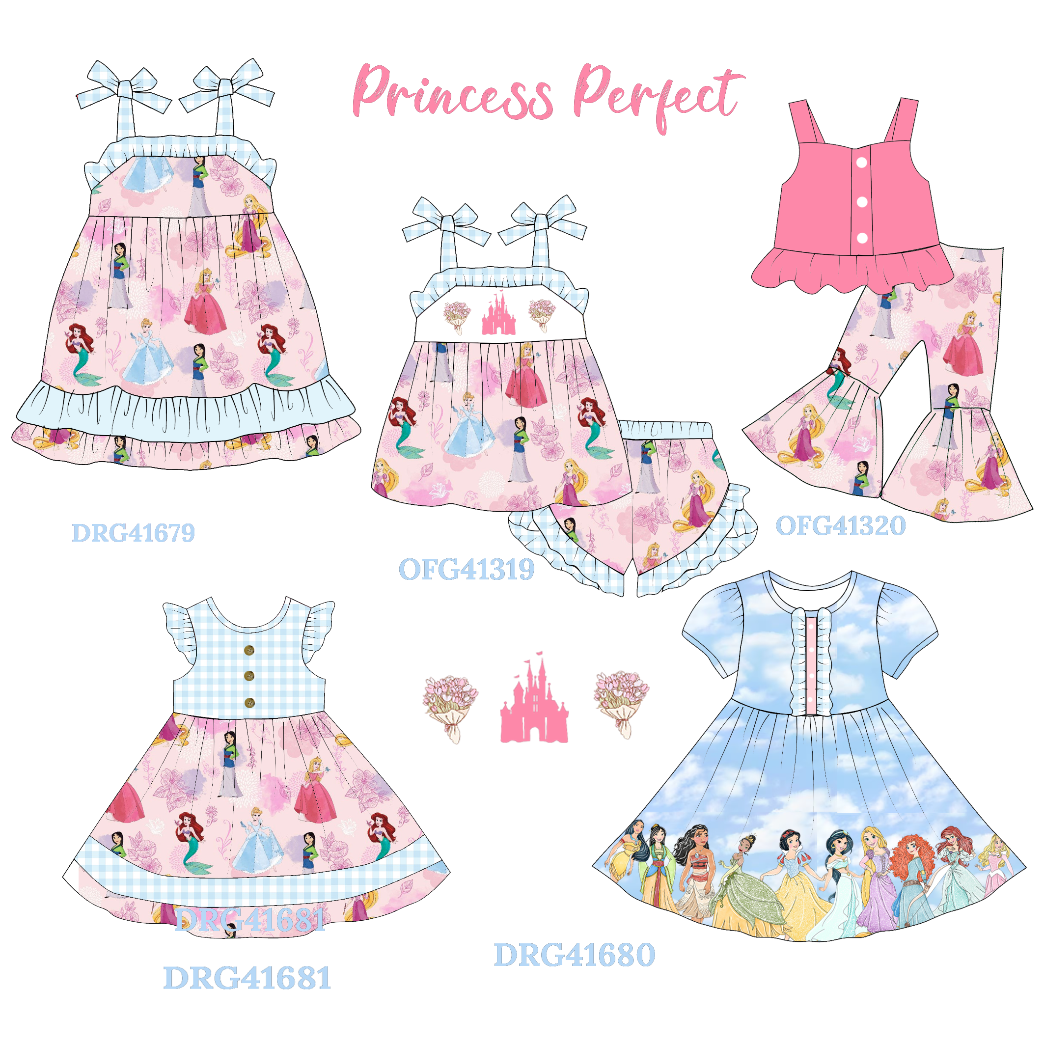 (Pre Order) Summer Princess Embroided Sibling Ensemble Collection