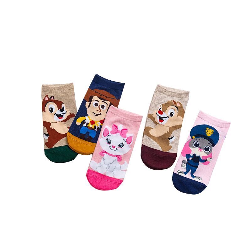 (Pre Order)Adults 5 Pairs Of Cute Cartoon Print Socks