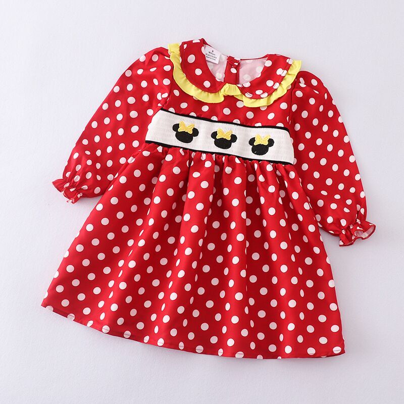 girls red and white pola dot dress Girl's Red and White Polka Dot Dress / Minnie Inspired Dress (Large Polkadot)