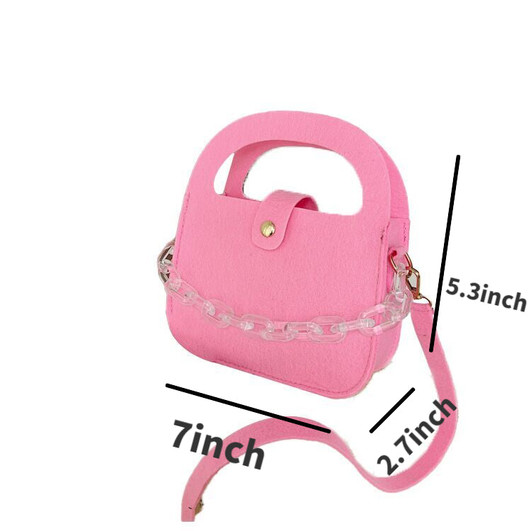 (Pre Order)Girls Chain Decor Saddle Bag