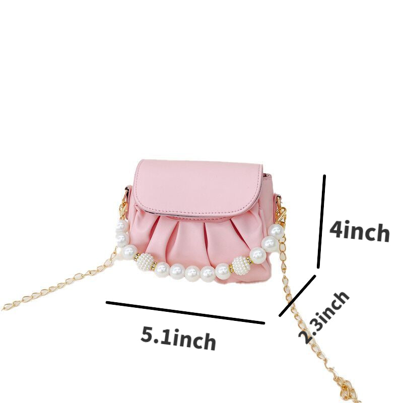 (Pre Order)Girls Pearl Chain Crossbody Bag
