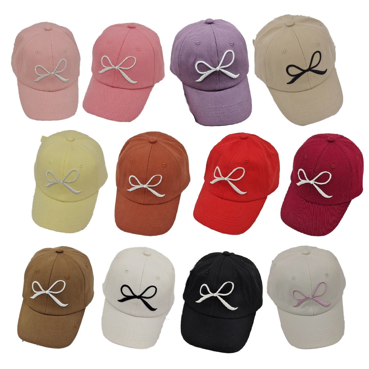 (Pre Order)Kids Bow Embroidery Baseball Cap