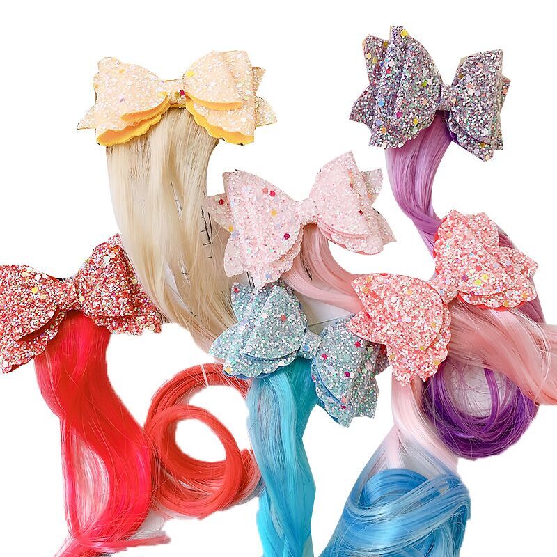 (Pre Order)Girls Stylish Bow Colored Wig Piece