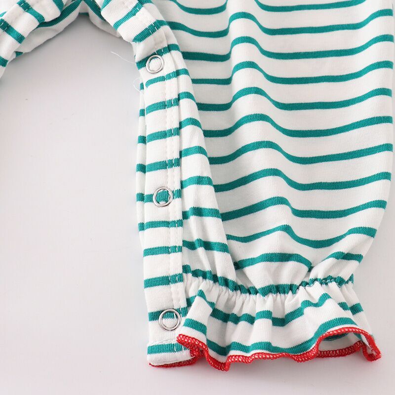 (In Stock L37-1-1)Baby Boys Christmas Applique Stripe Romper