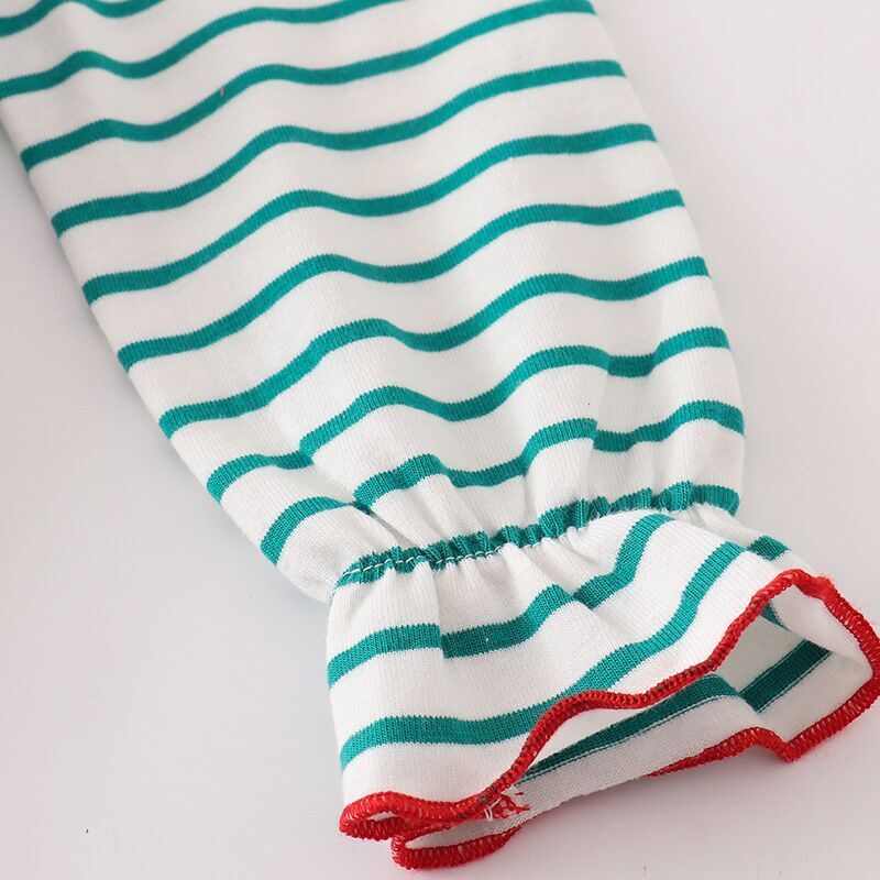 (In Stock L37-1-1)Baby Boys Christmas Applique Stripe Romper