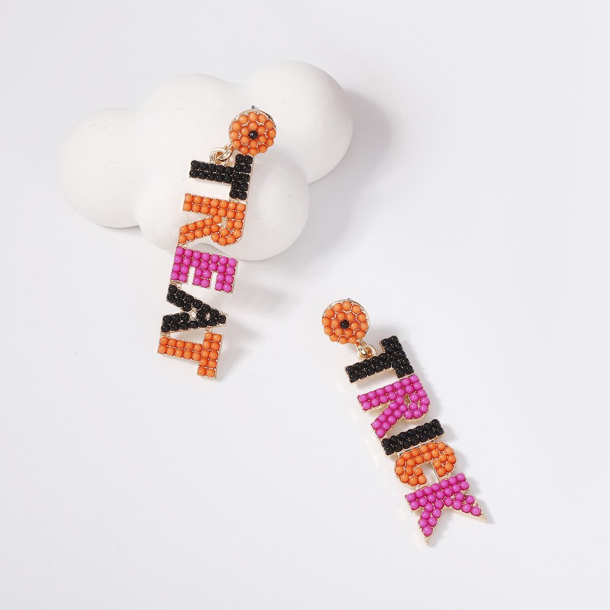 (Pre Order)Halloween TRICK TREAT Color-coded Letter Earring