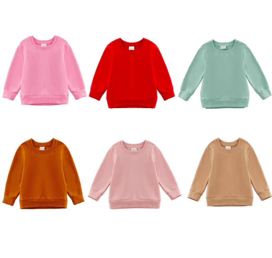 (In Stock E39)Girls Cotton Solid Color Sweatshirt