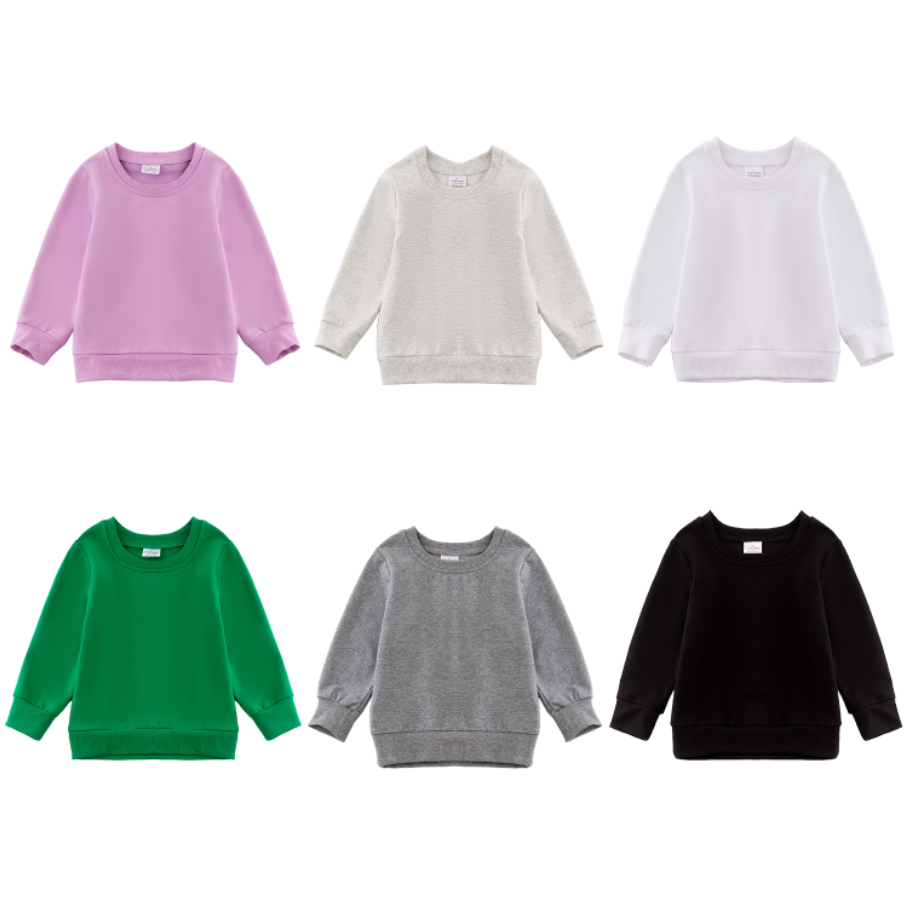 (In Stock E39)Girls Cotton Solid Color Sweatshirt