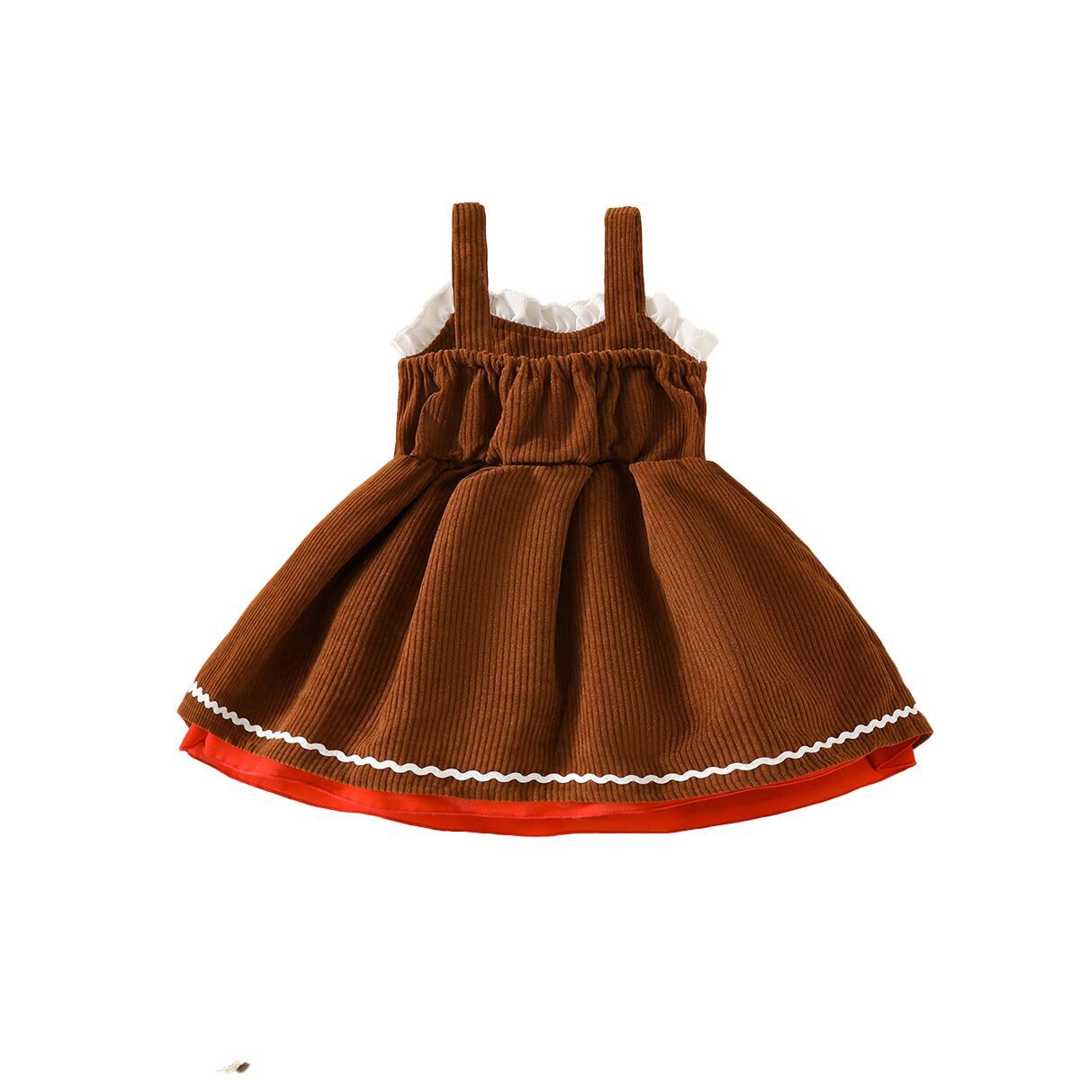 (Pre Order)Baby & Toddler Christmas Corduroy Gingerbread Suspender Dress
