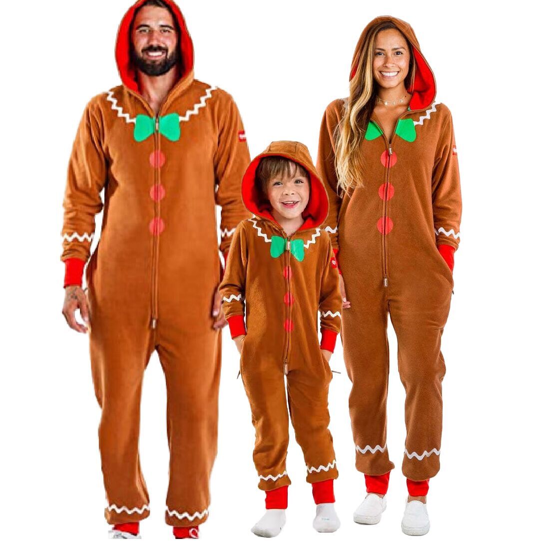 (Pre Order)Family Christmas Gingerbread Man One-piece Home Suit