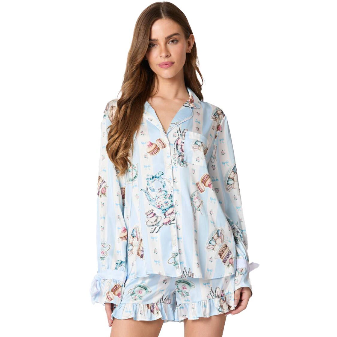 (Pre Order)Adults Christmas Print Satin Pajamas