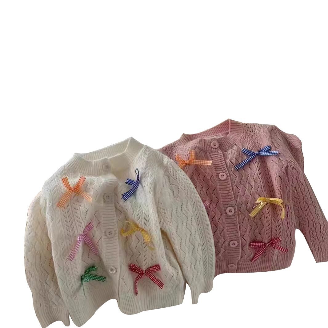 (Pre Order)Girls Bow Knit Cardigan