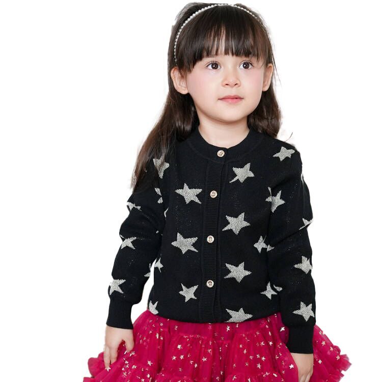 (Pre Order)Girls Star Jacquard Sweater Cardigan