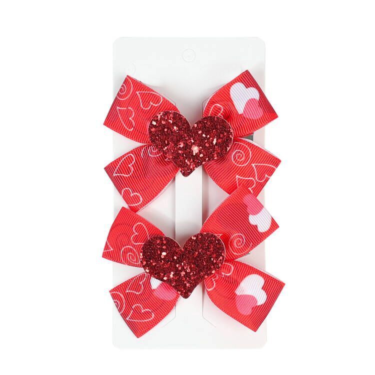 (Pre Order)Girls Bow Love Hair Clip 2 PCS