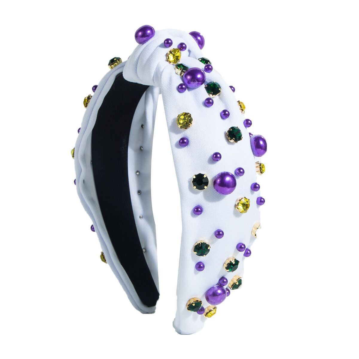 (Pre Order)Stylish Mardi Gras Pearl Rhinestone Headband