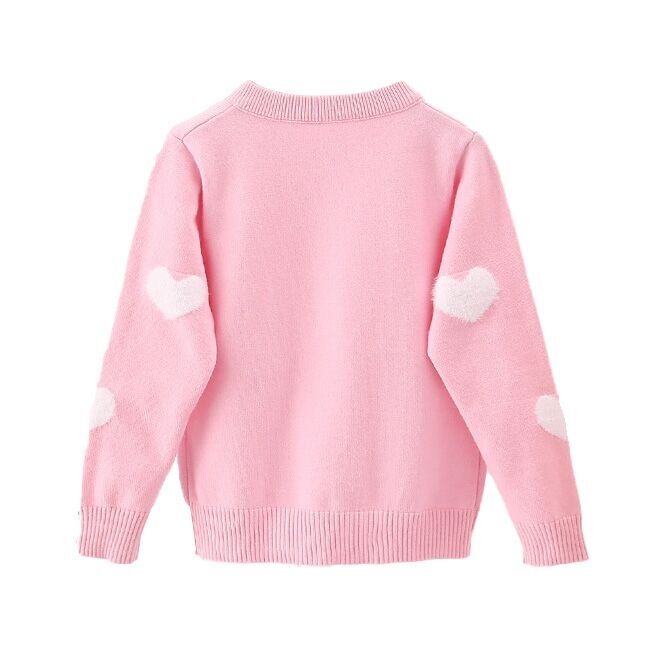 (Pre Order)Girls Valentine's Day Jacquard Sweater Cardigan