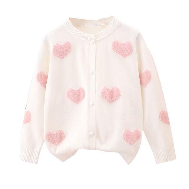 (Pre Order)Girls Valentine's Day Jacquard Sweater Cardigan