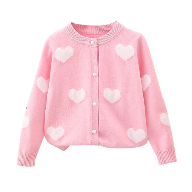 (Pre Order)Girls Valentine's Day Jacquard Sweater Cardigan