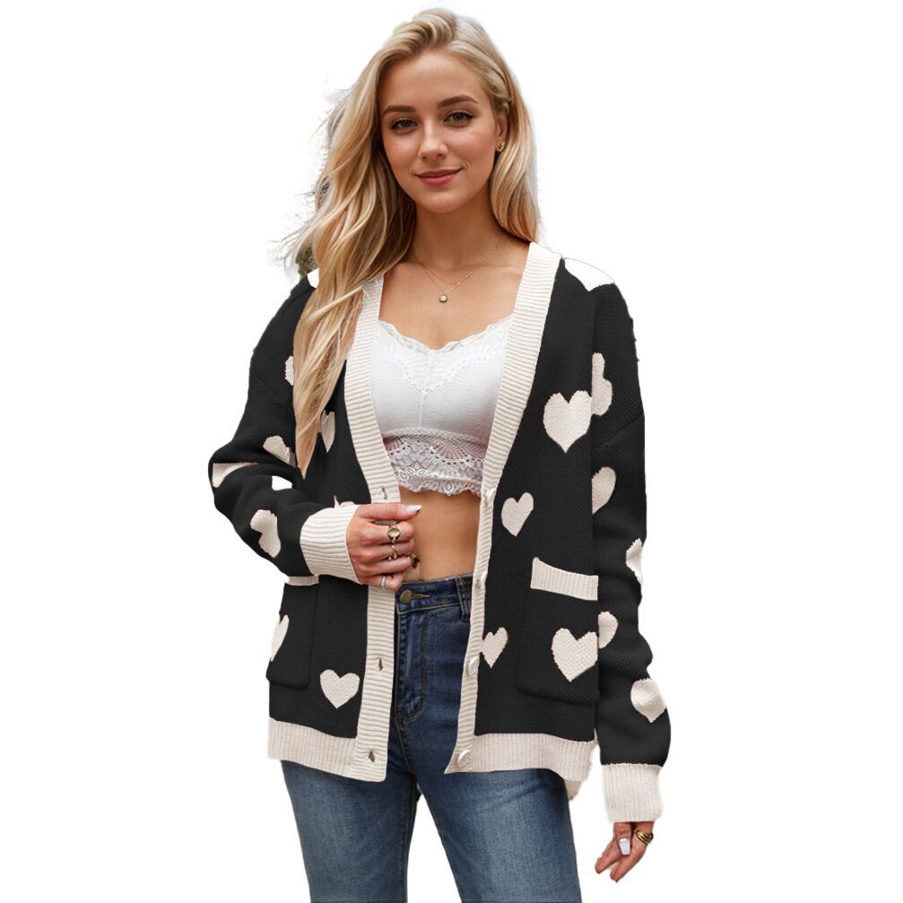 (Pre Order)Adults Valentine's Day Love Jacquard Sweater Cardigan