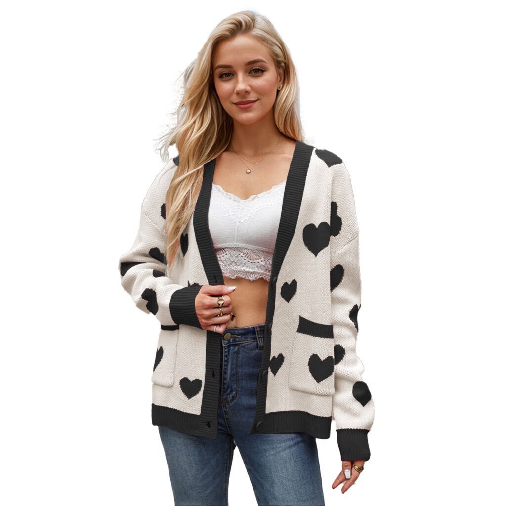 (Pre Order)Adults Valentine's Day Love Jacquard Sweater Cardigan