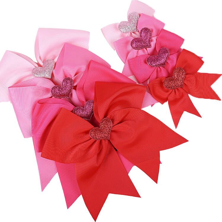(Pre Order)Girls Valentine's Day Dovetail Bow Hair Clip Scrunchie 2 PCS