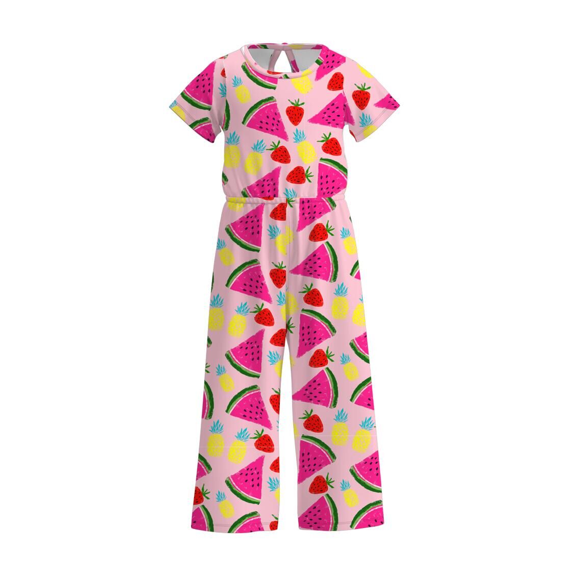 (Pre Order)Girls Spring and Summer Watermelon Print Jumpsuit