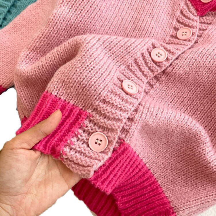 (Pre Order)Girls Spring Blue & Pink Cardigan sweater