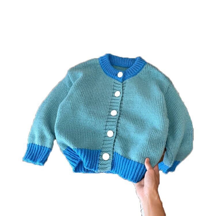 (Pre Order)Girls Spring Blue & Pink Cardigan sweater