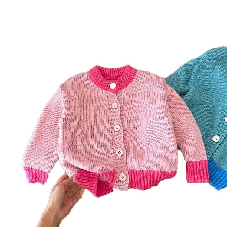 (Pre Order)Girls Spring Blue & Pink Cardigan sweater