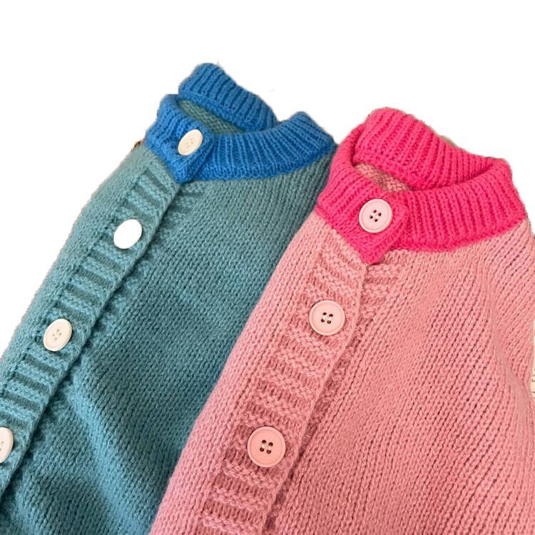 (Pre Order)Girls Spring Blue & Pink Cardigan sweater