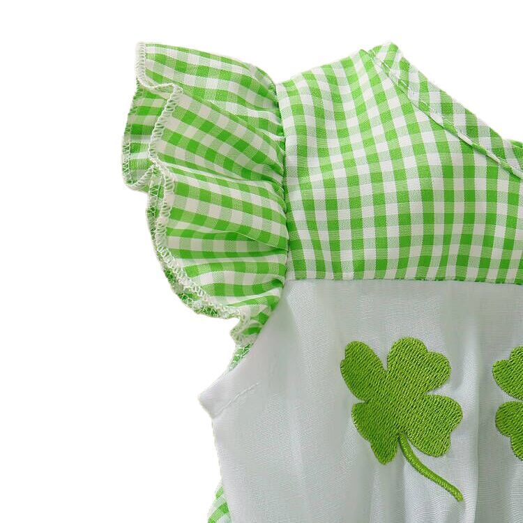 (Pre Order)Toddler Girls St.Patrick's Day Shamrock Embroidery Romper