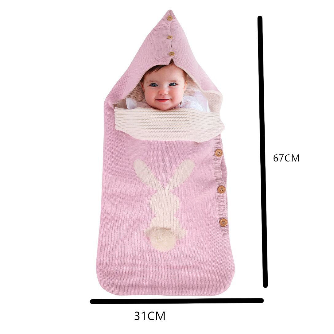 (Pre Order)Plush Bunny-Shaped Baby Sleeping Bag for Toddlers