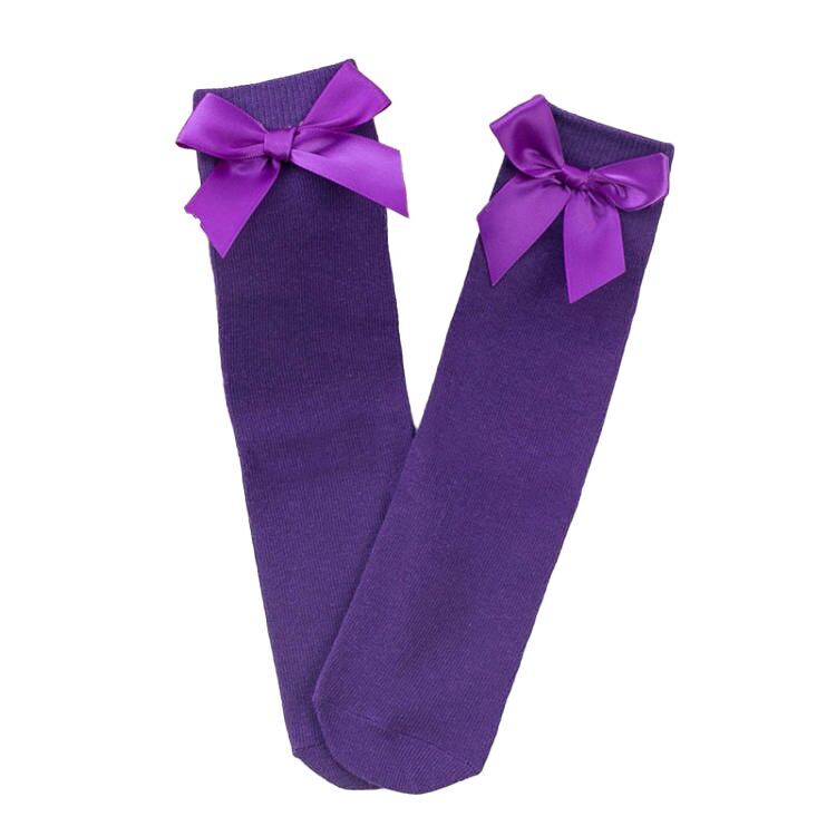 (Pre Order)Girls Solid Color Bow Socks