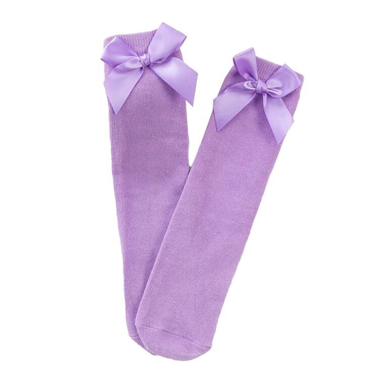 (Pre Order)Girls Solid Color Bow Socks