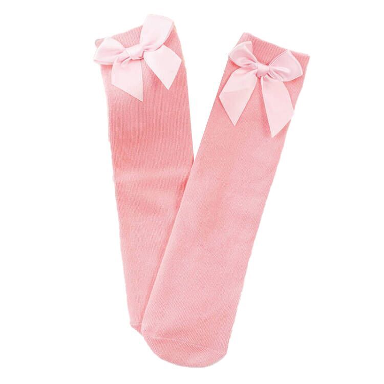 (Pre Order)Girls Solid Color Bow Socks