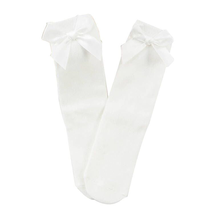 (Pre Order)Girls Solid Color Bow Socks