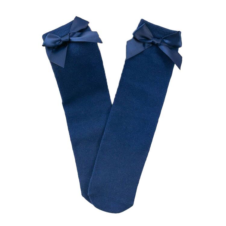 (Pre Order)Girls Solid Color Bow Socks