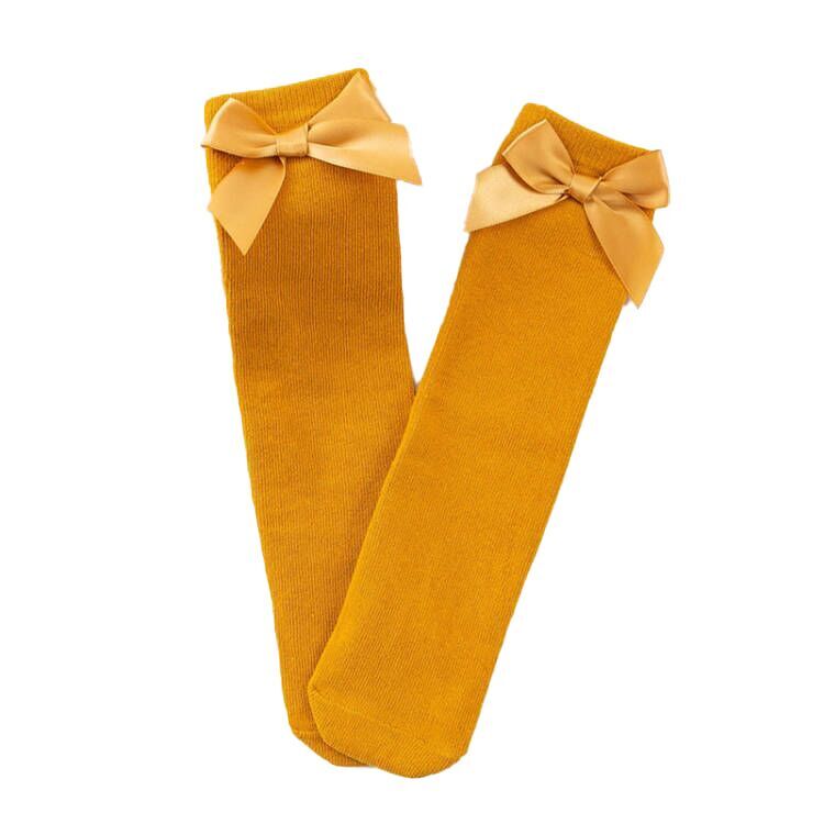 (Pre Order)Girls Solid Color Bow Socks